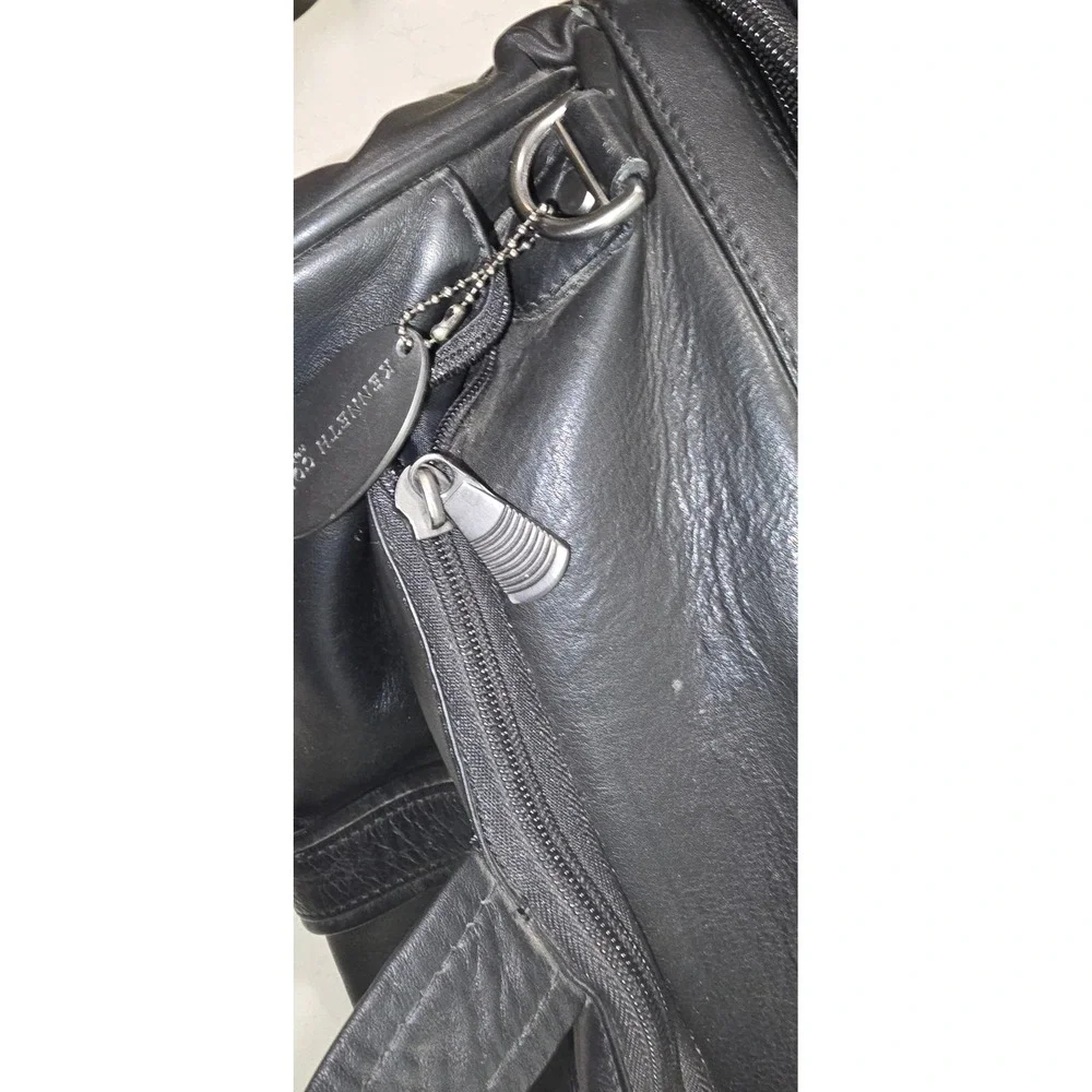 Kenneth Cole New York Black Leather Rolling Duffel Bag Travel Luggage Carry On